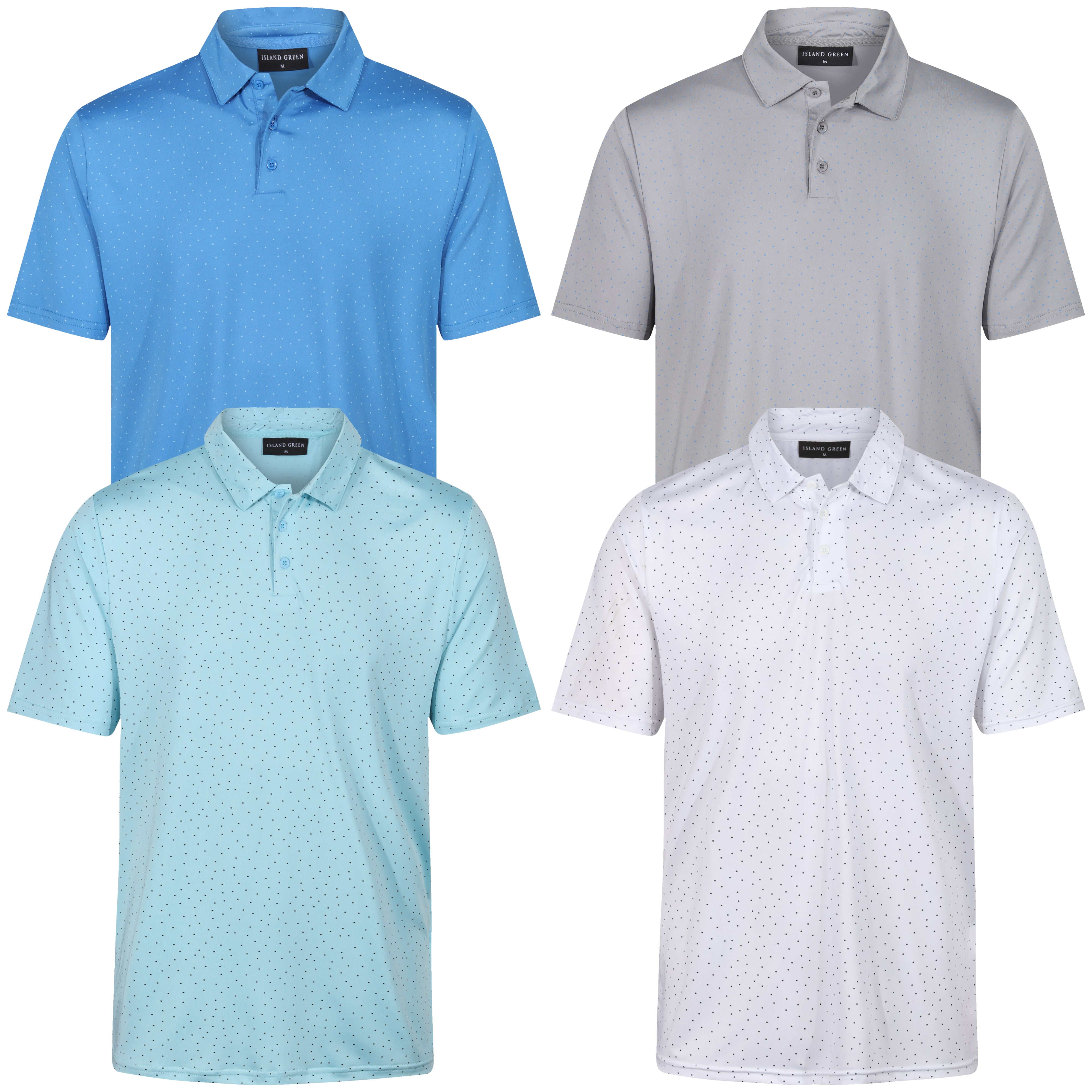 Island Green Dot Print Golf Sport Polo Shirt