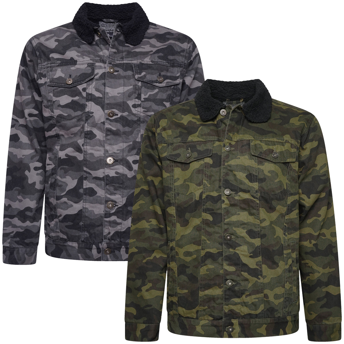 Brooklyn Mfg Co Borg Fleece Lined Camo Denim Jacket | ButtonFresh
