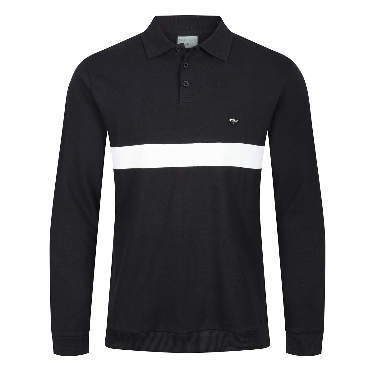 THE AINTREE LONG SLEEVE ZIPPED POLO SHIRT - BLACK