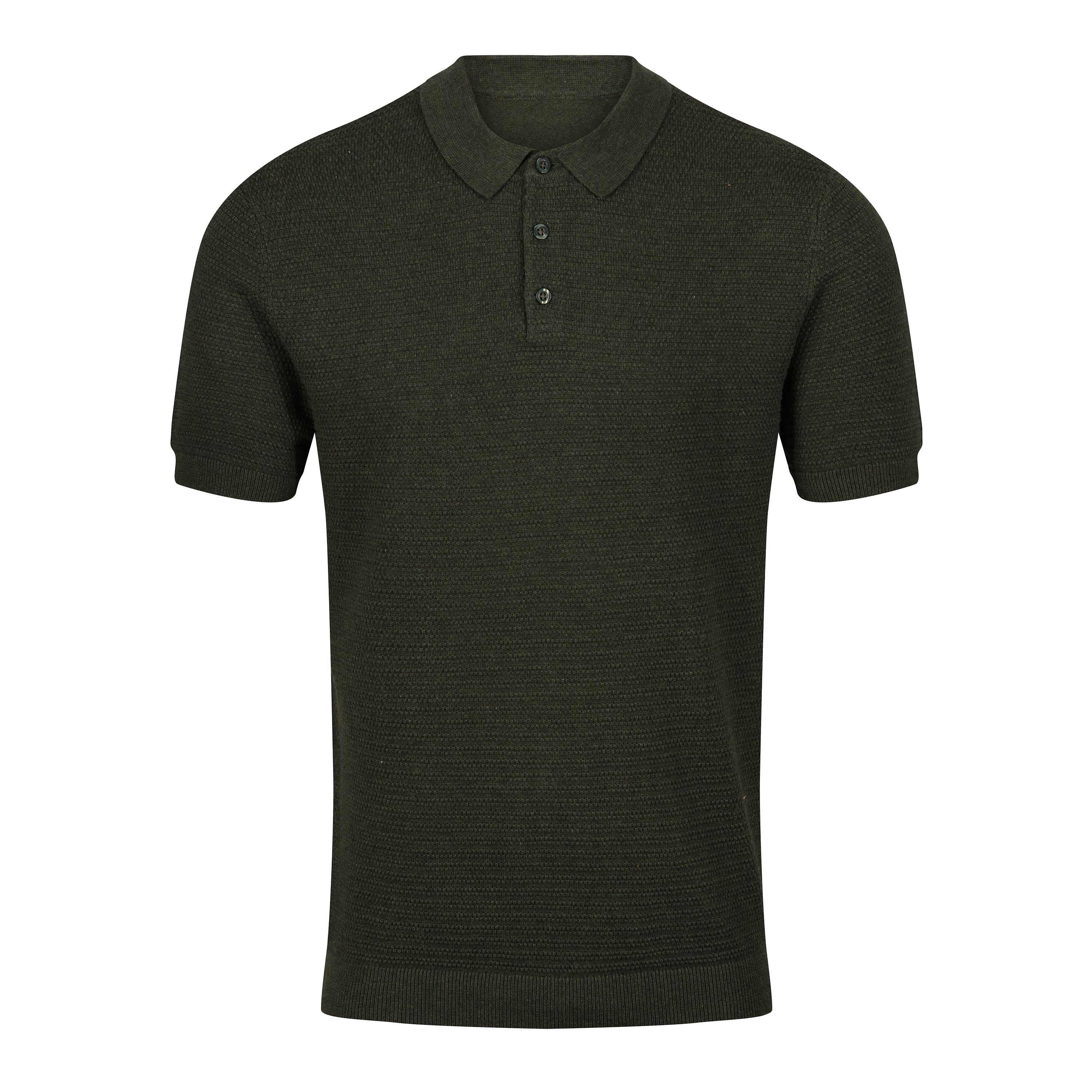 Cotton Textured Knit Polo Shirt