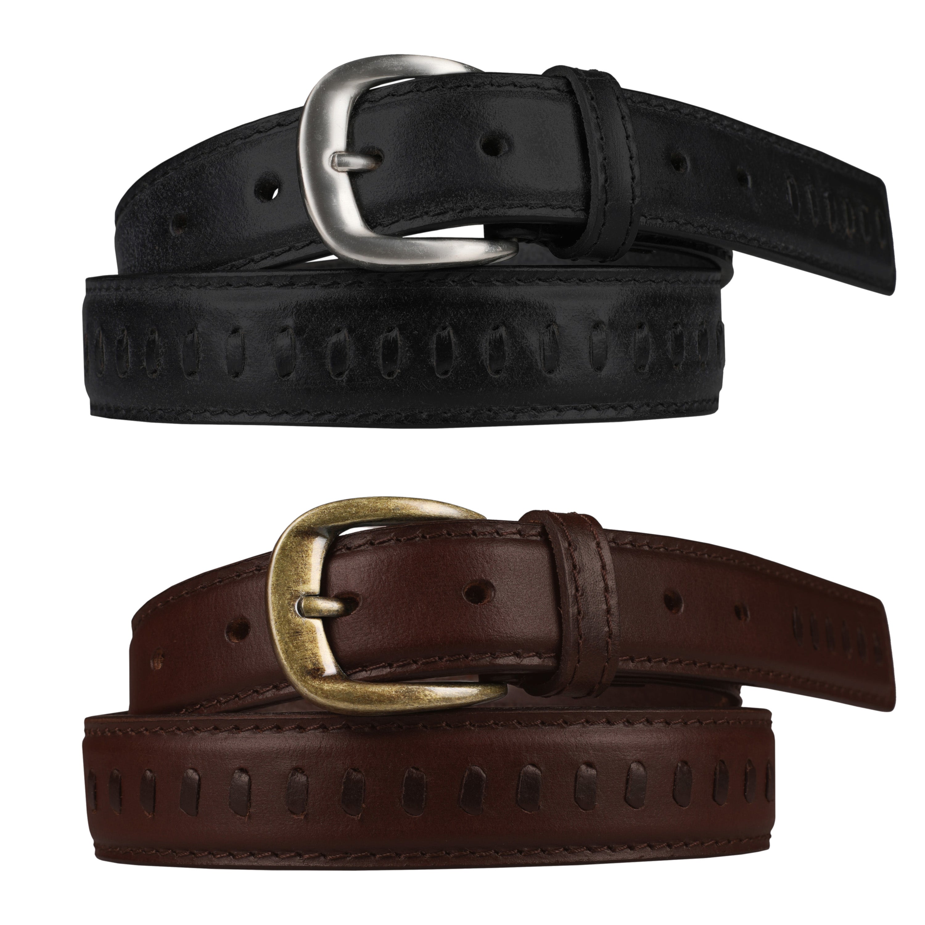 Outback 1.25" Wide Straight Stitch Full Grain Leather Belt