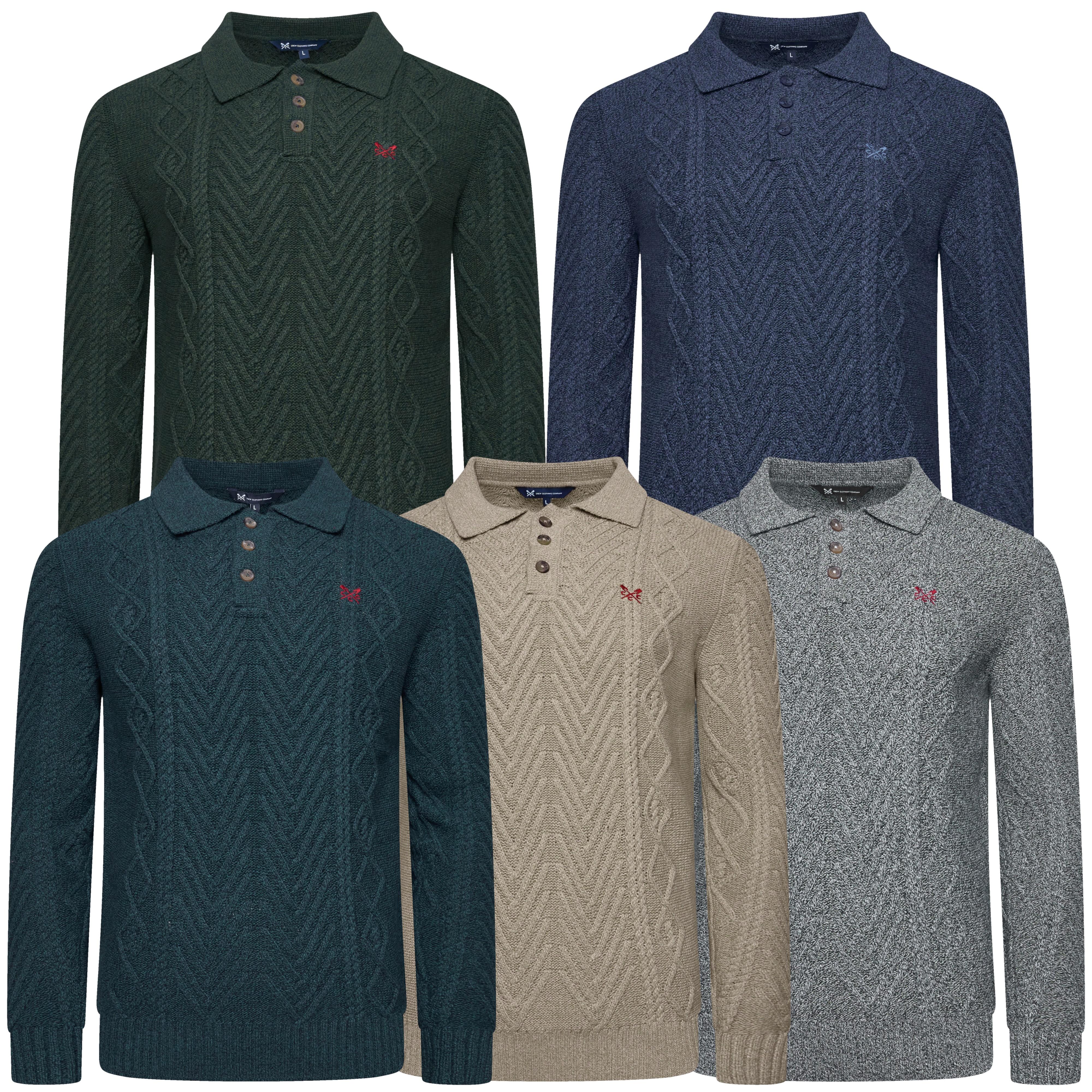 Crew Clothing Company Cable Knit Button Neck Jumper