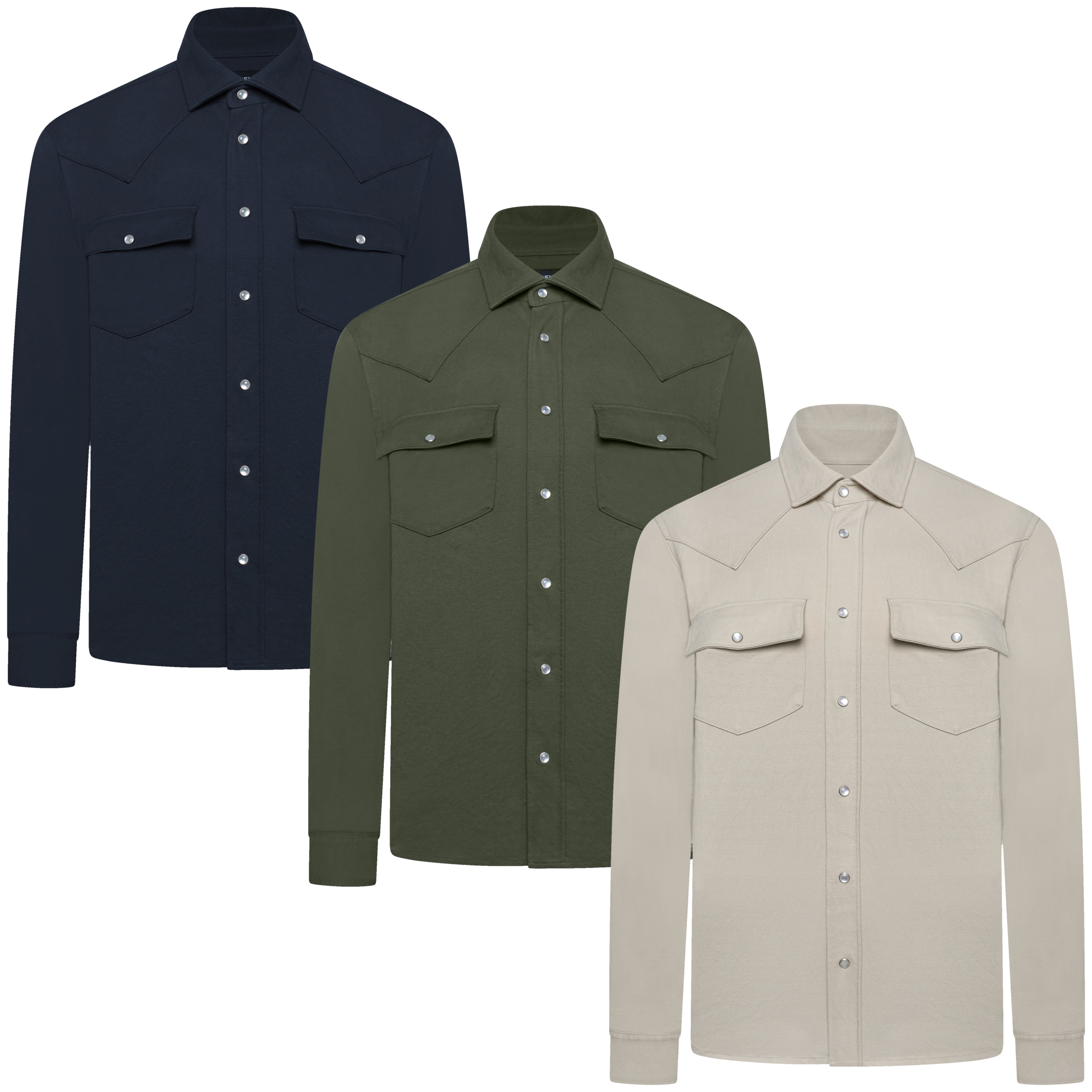 REISS Long Sleeve Tailored Jersey Western Shirt