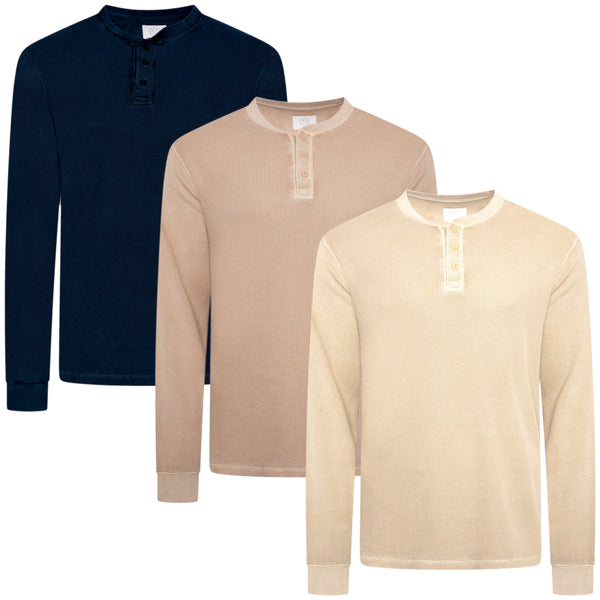 M&S Henley Waffle Long Sleeve Top
