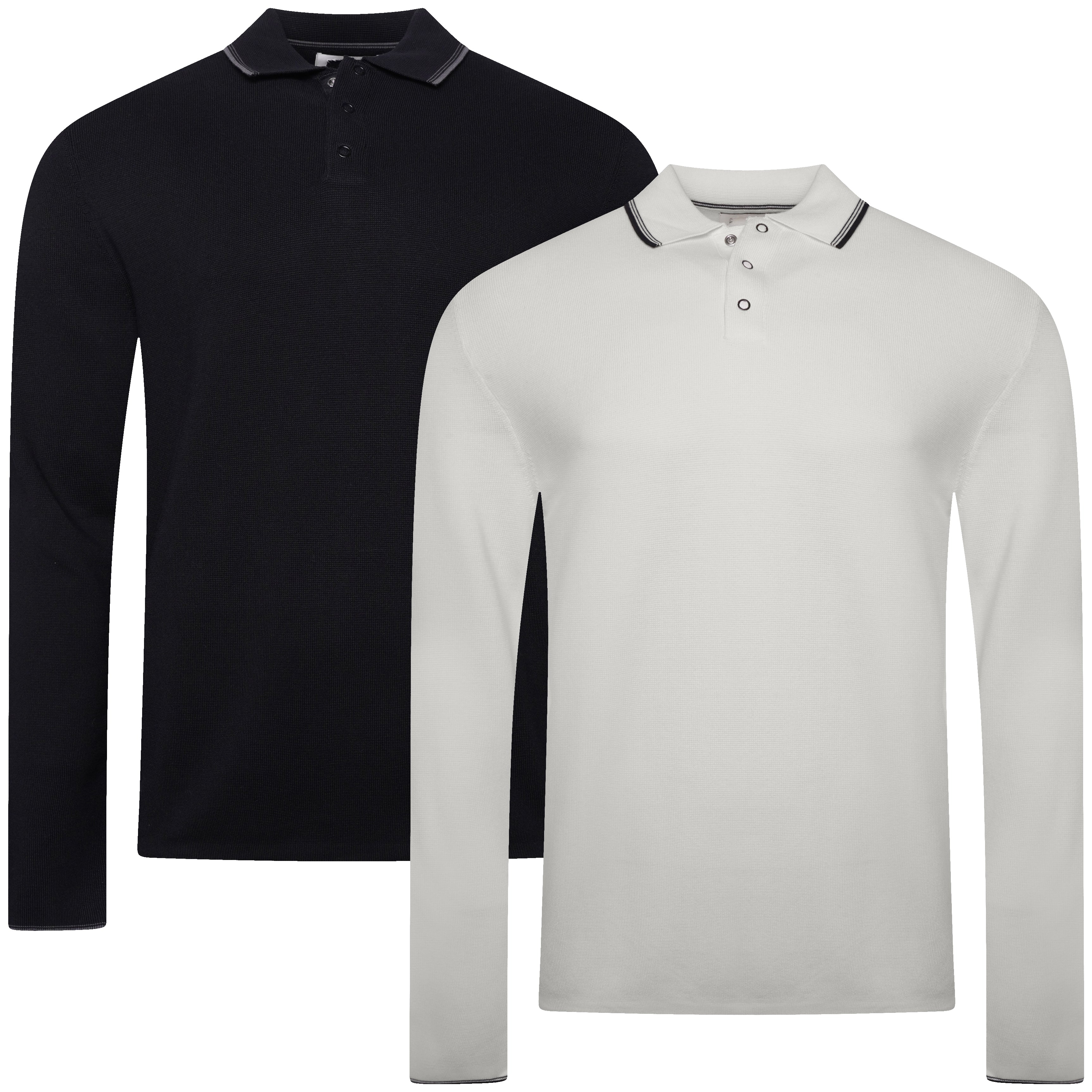 M S Long Sleeve Cotton Modal Polo Shirt ButtonFresh