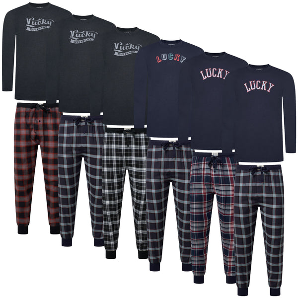 Lucky Brand Crew Neck & Closed Hem Flannel Pant Pyjama Set