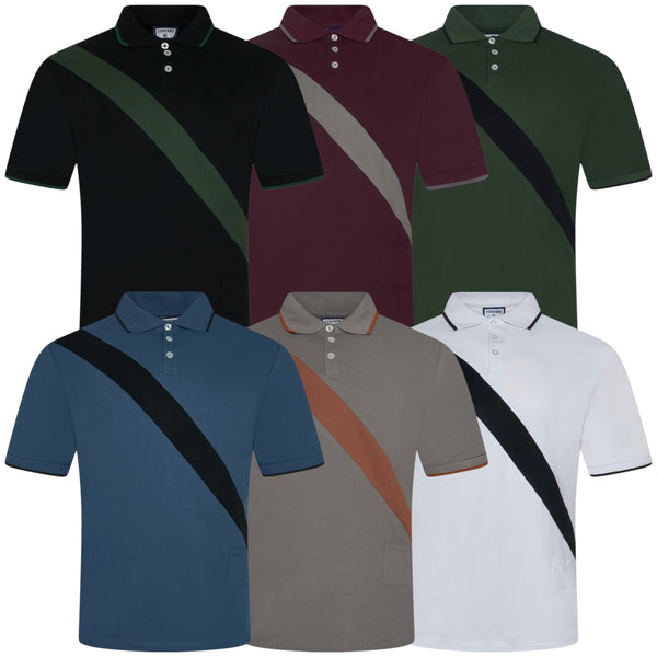 Evryone Contrast Diagonal Stripe Polo Shirt